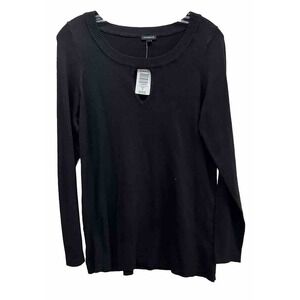 Torrid Womens Size 0 Black Keyhole Long Sleeve Pullover Sweater New (K3)
